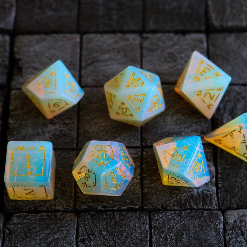 Dragon Shield Opalite Gemstone DND Dice Set - The misfit market