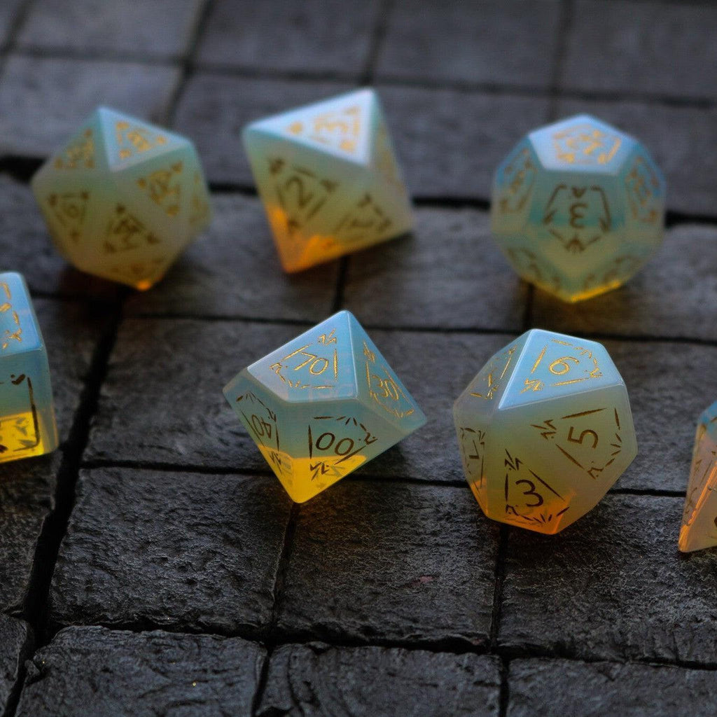 Dragon Shield Opalite Gemstone DND Dice Set - The misfit market