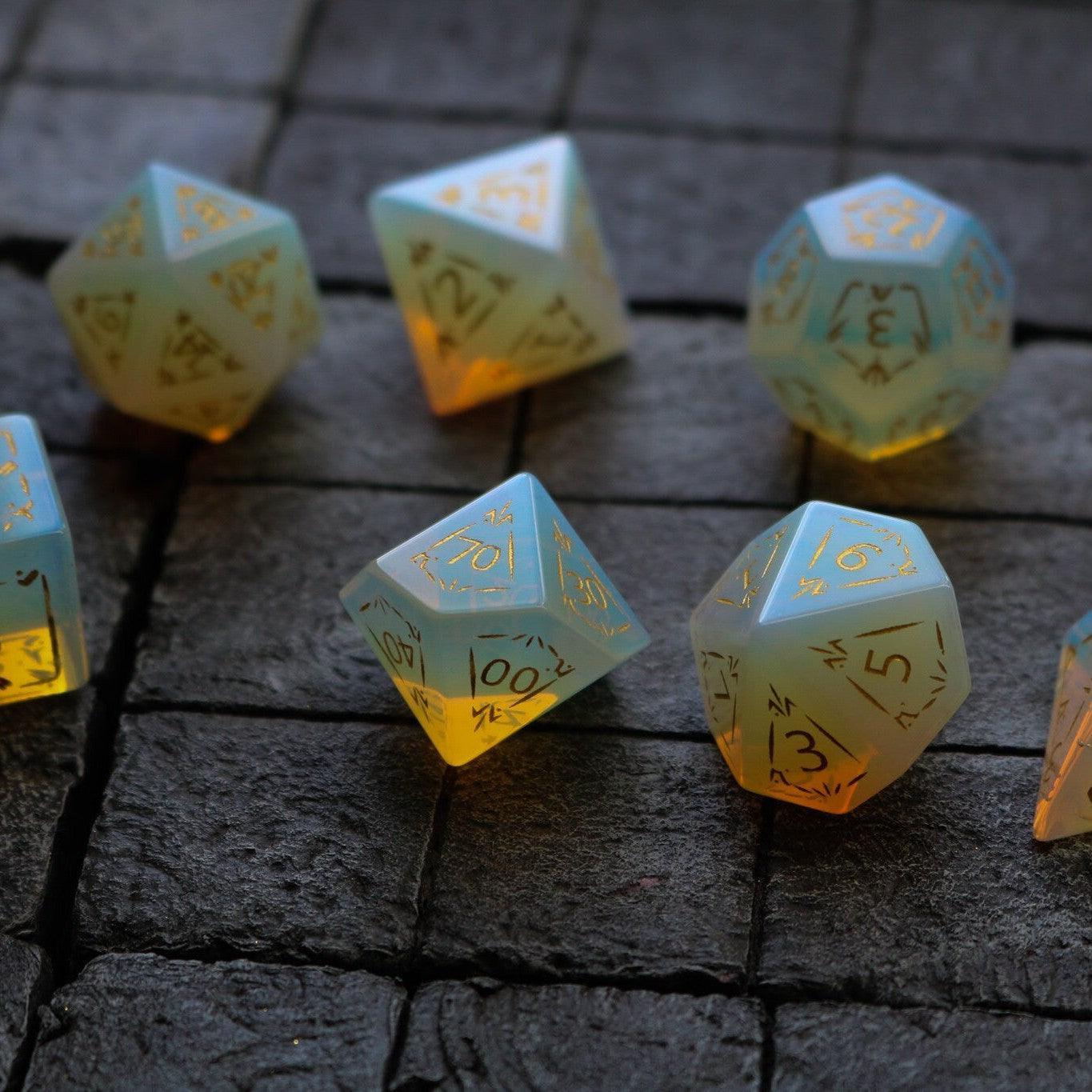 Dragon Shield Opalite Gemstone DND Dice Set - The misfit market