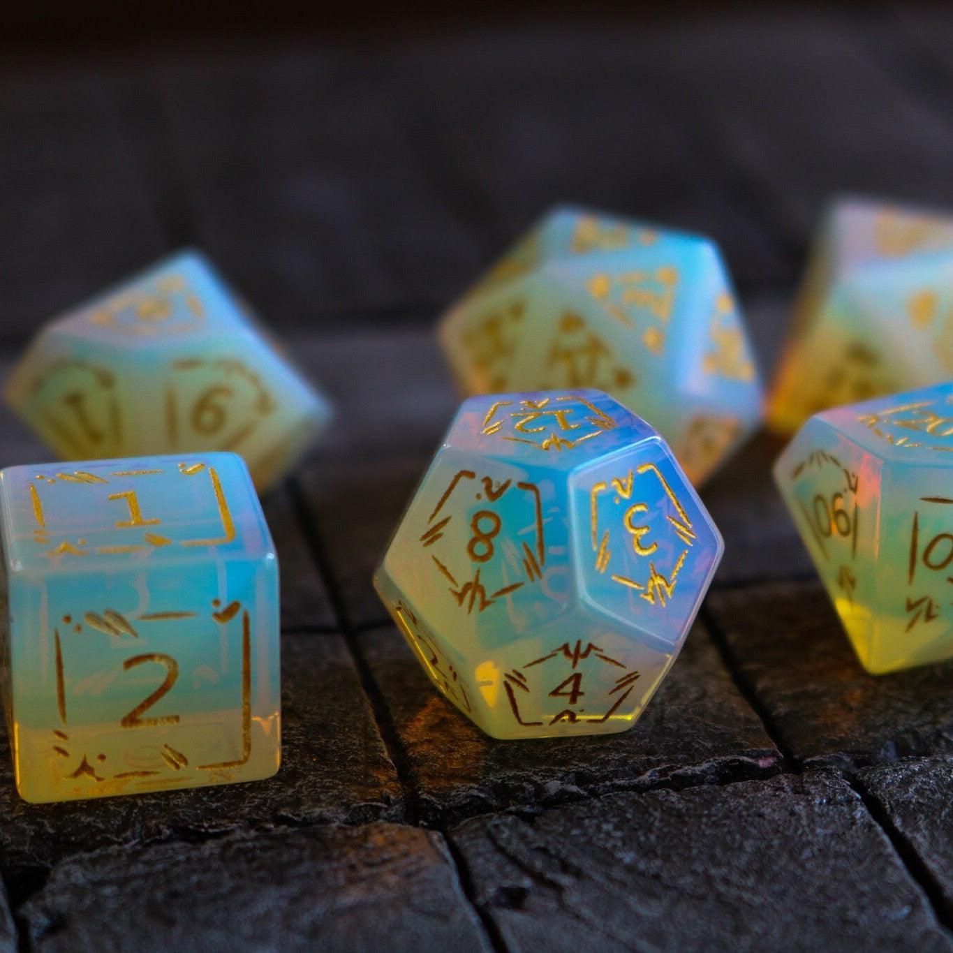 Dragon Shield Opalite Gemstone DND Dice Set - The misfit market