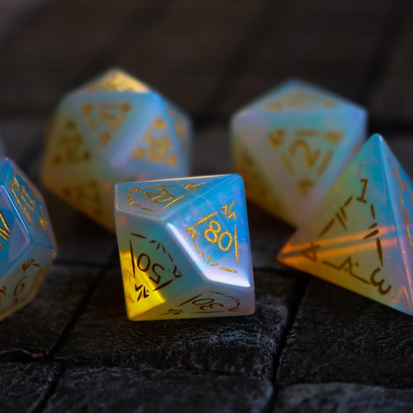 Dragon Shield Opalite Gemstone DND Dice Set - The misfit market