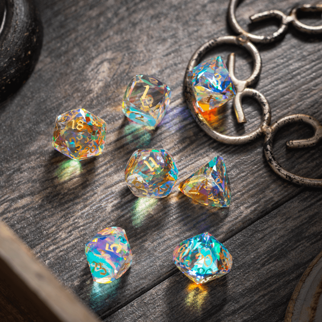 Dwarf Cut Dichroic Glass Premium DND Dice Set - The misfit market