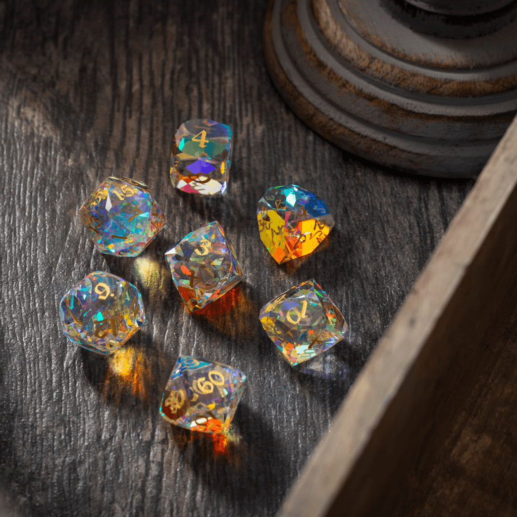Dwarf Cut Dichroic Glass Premium DND Dice Set - The misfit market