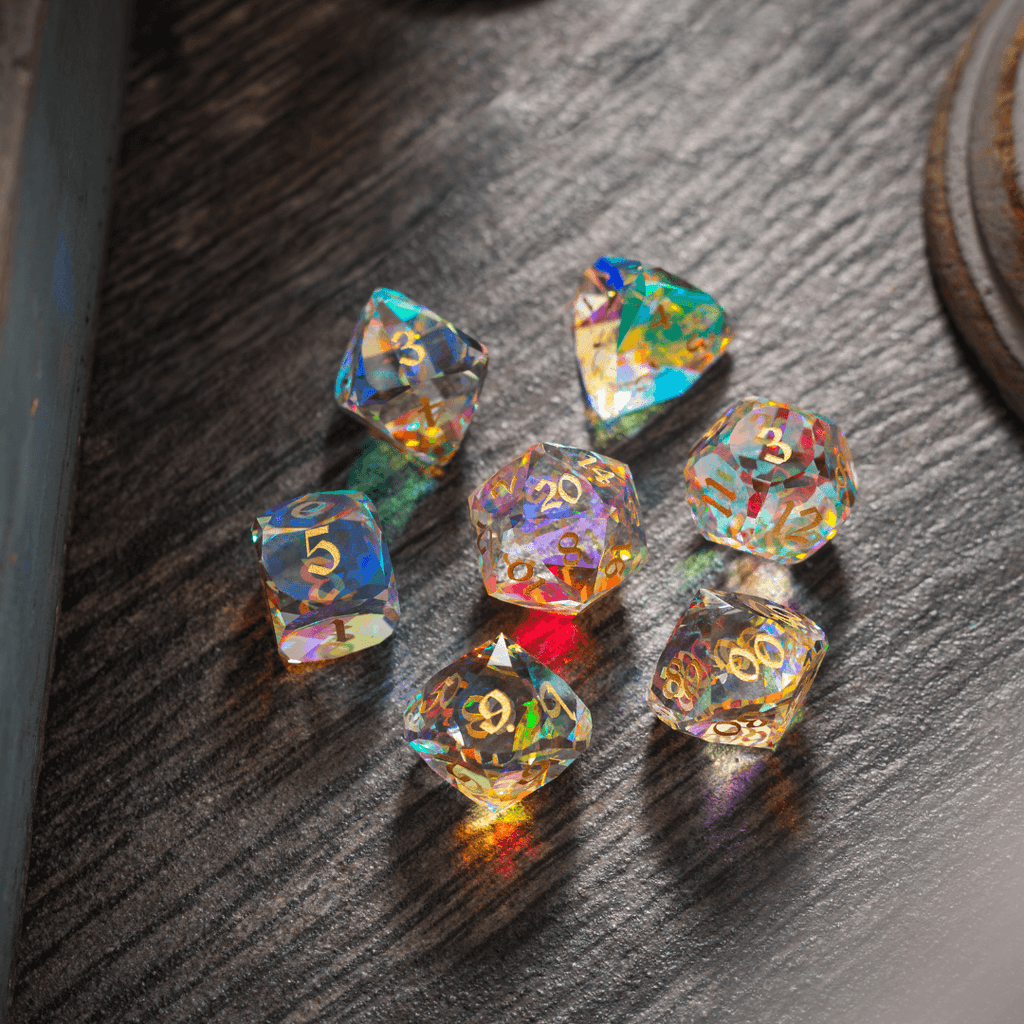 Dwarf Cut Dichroic Glass Premium DND Dice Set - The misfit market