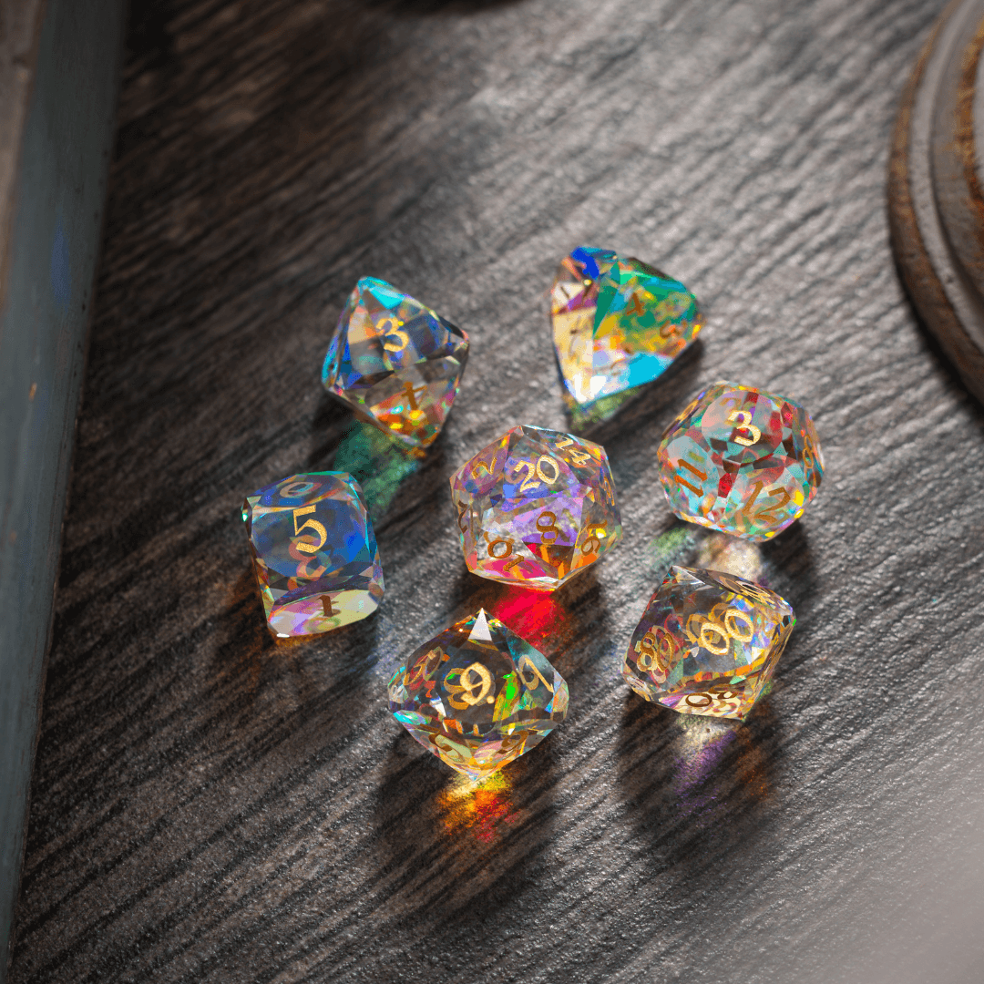 Dwarf Cut Dichroic Glass Premium DND Dice Set - The misfit market