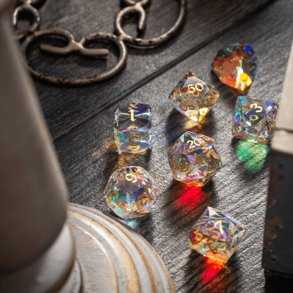 Dwarf Cut Dichroic Glass Premium DND Dice Set - The misfit market