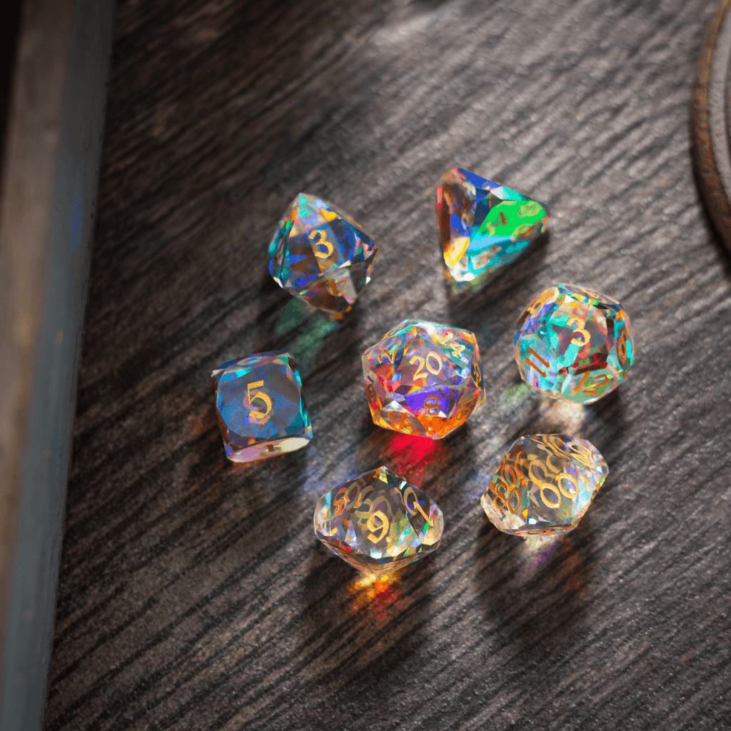 Dwarf Cut Dichroic Glass Premium DND Dice Set - The misfit market