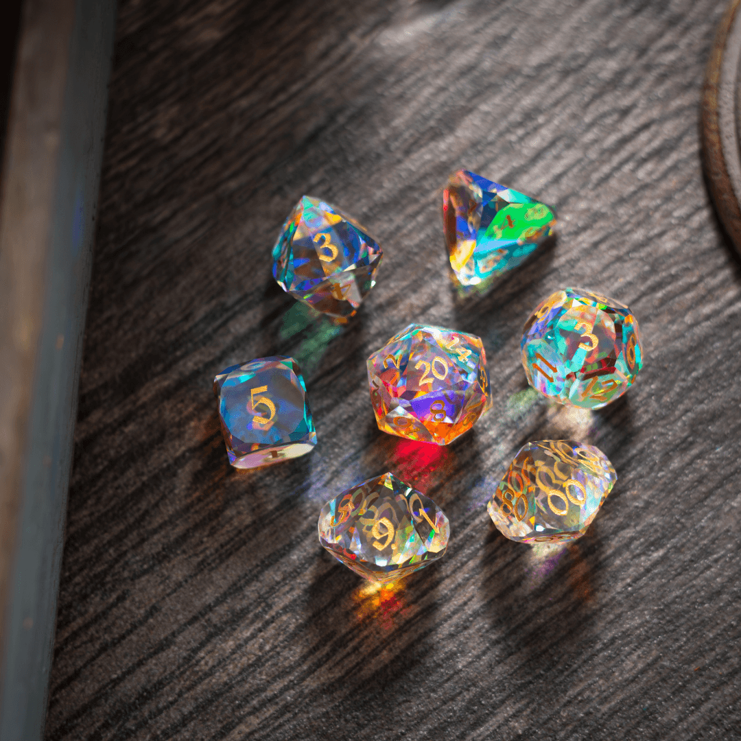 Dwarf Cut Dichroic Glass Premium DND Dice Set - The misfit market