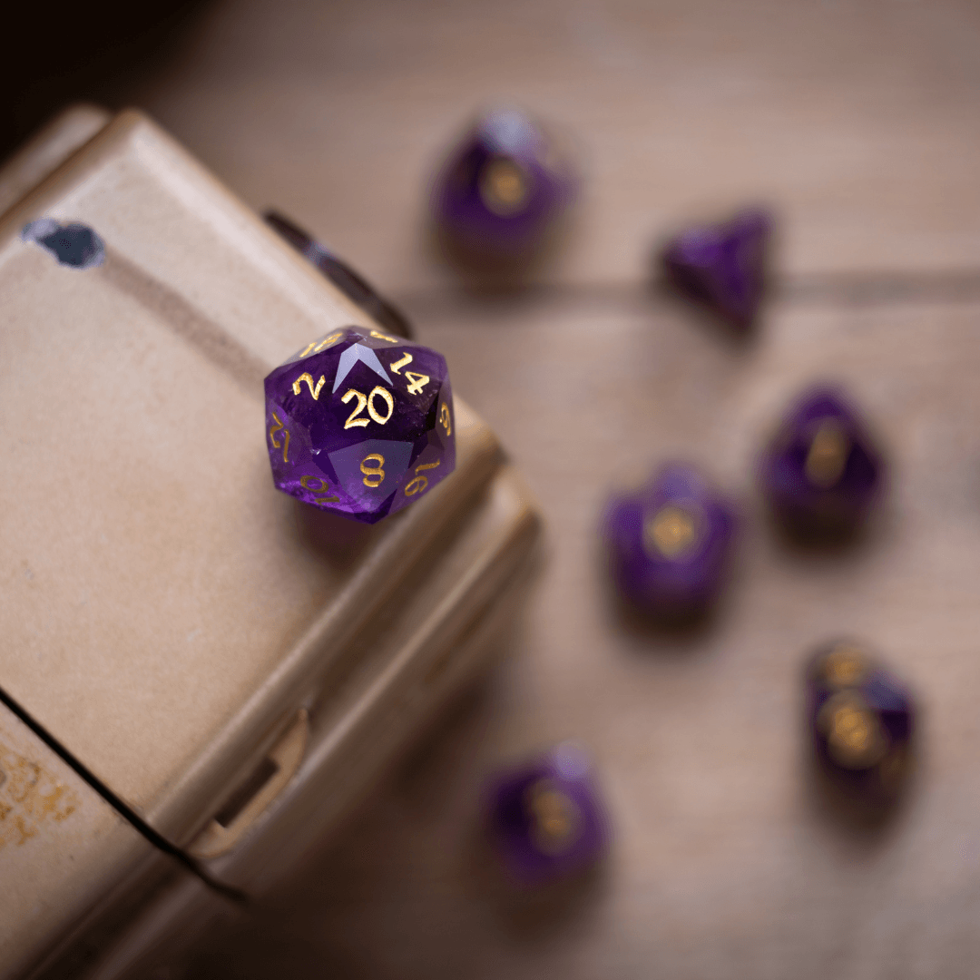 Dwarf Cut Purple Amethyst Gemstone Premium DND Dice Set - The misfit market