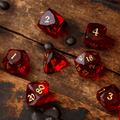 Dwarf Cut Red Gemstone Glass Premium DND Dice Set - The misfit market