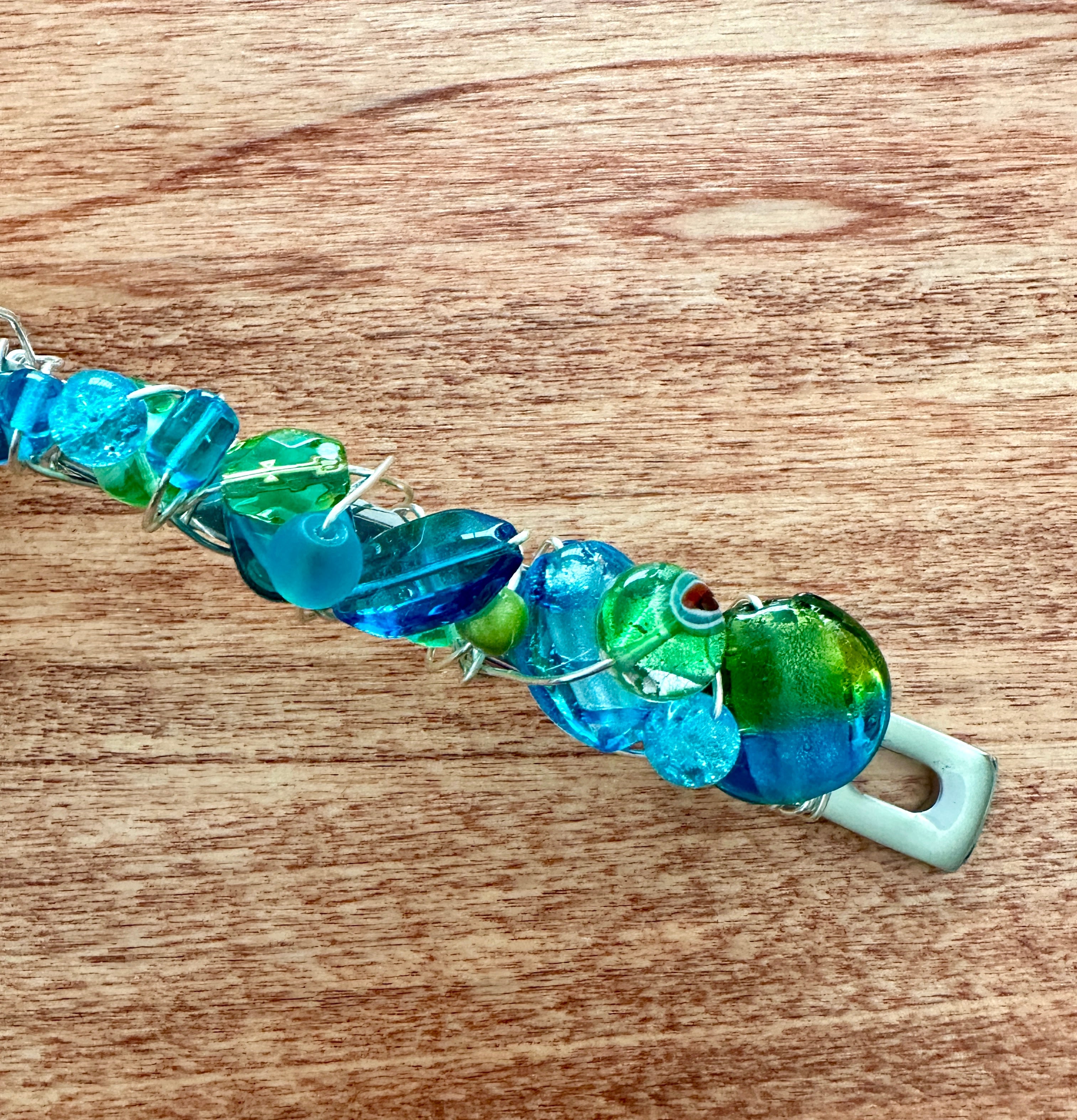 Beaded Wire Wrapped Coffee Scoop - Turquoise & Green - The misfit market