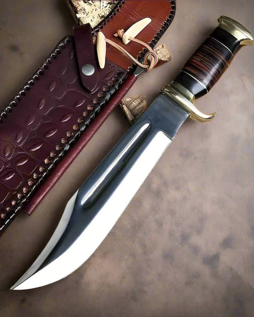 Best Crocodile Dundee Bowie Knife – 16" Handmade 440C Steel Blade with Leather & Resin Handle - The misfit market
