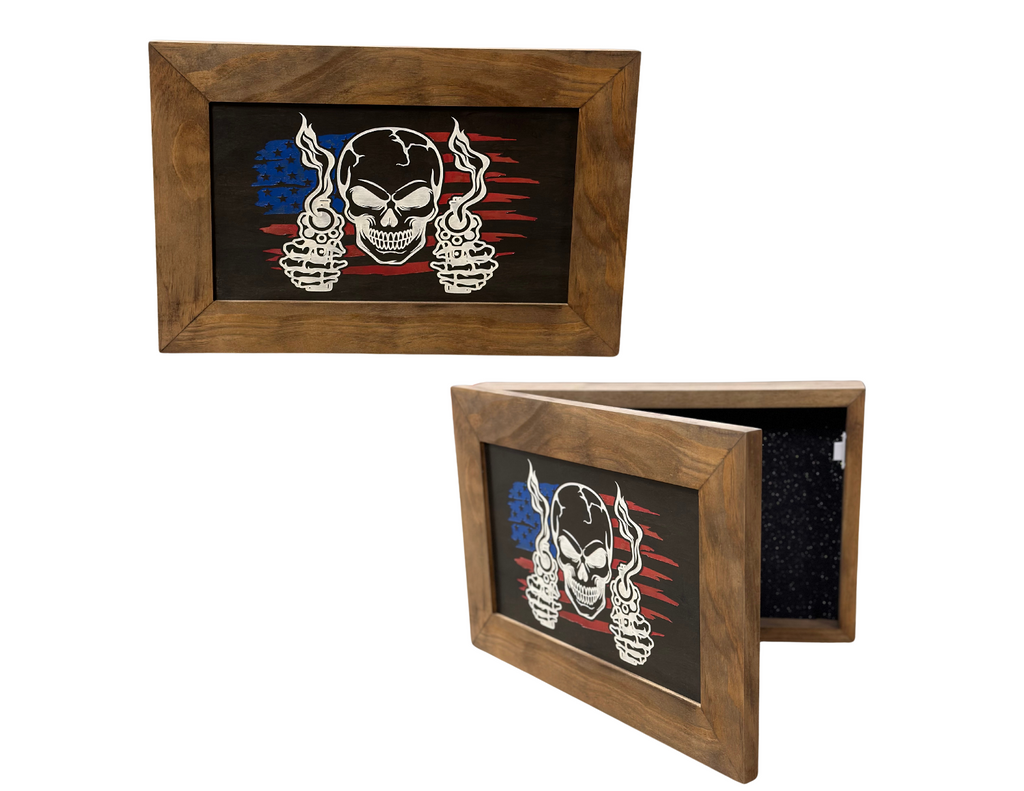 Flag Skull Gun Safe - Wall Mounted Decorative Secure Gun Cabinet - The misfit market