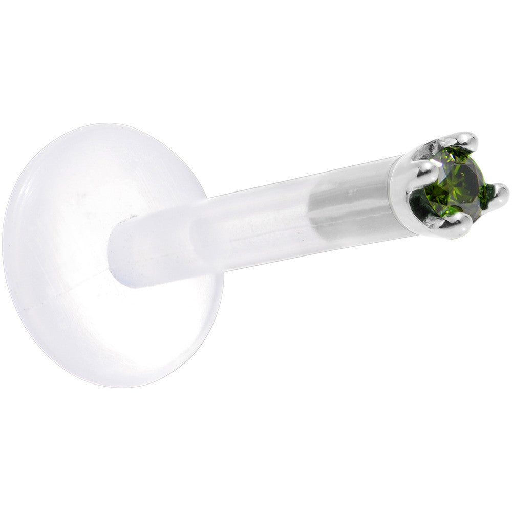 Solid 14K White Gold 1.5mm Genuine Green Diamond Bioplast Push in Monroe