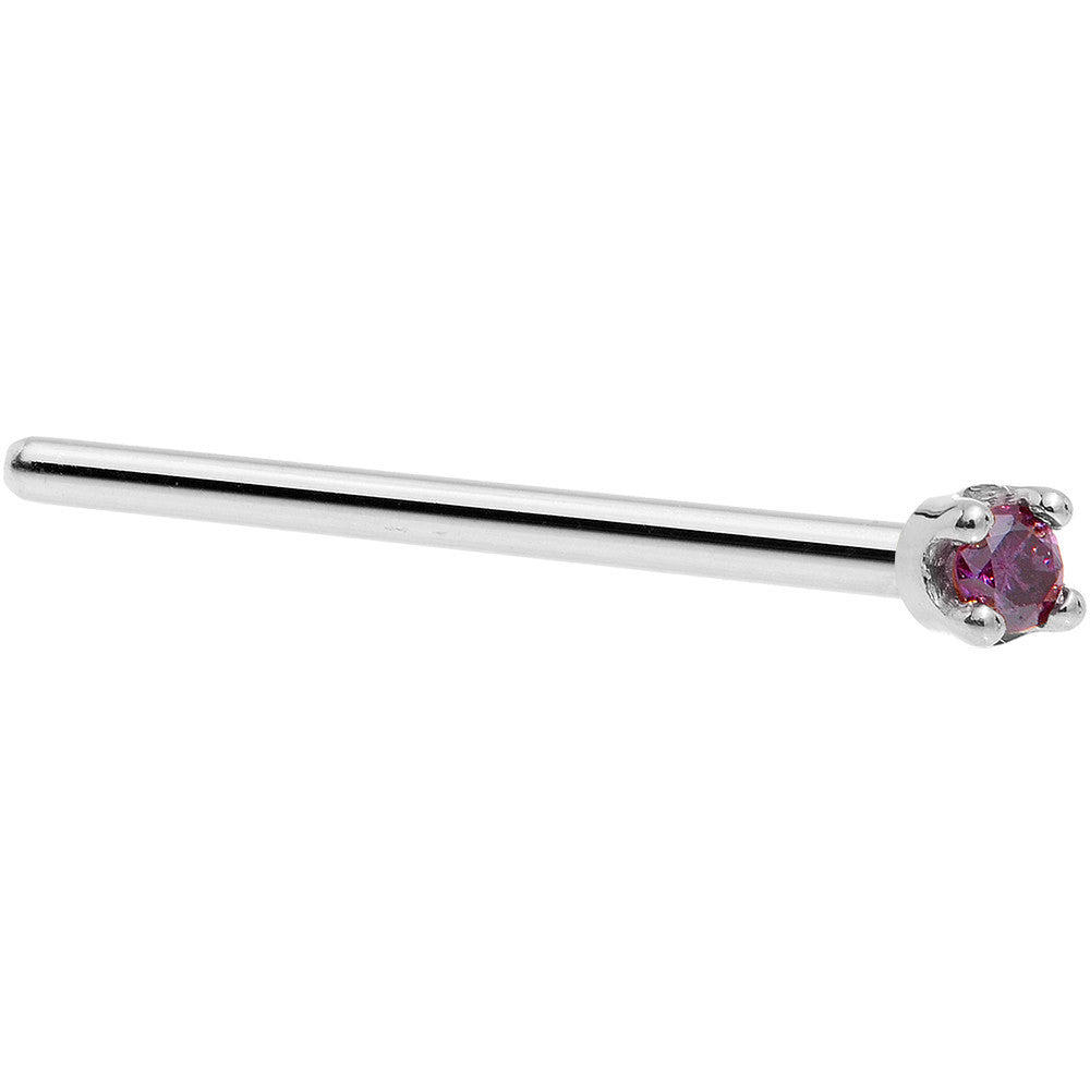 Solid 14K White Gold 1.5mm Genuine Purple Diamond Nose Ring