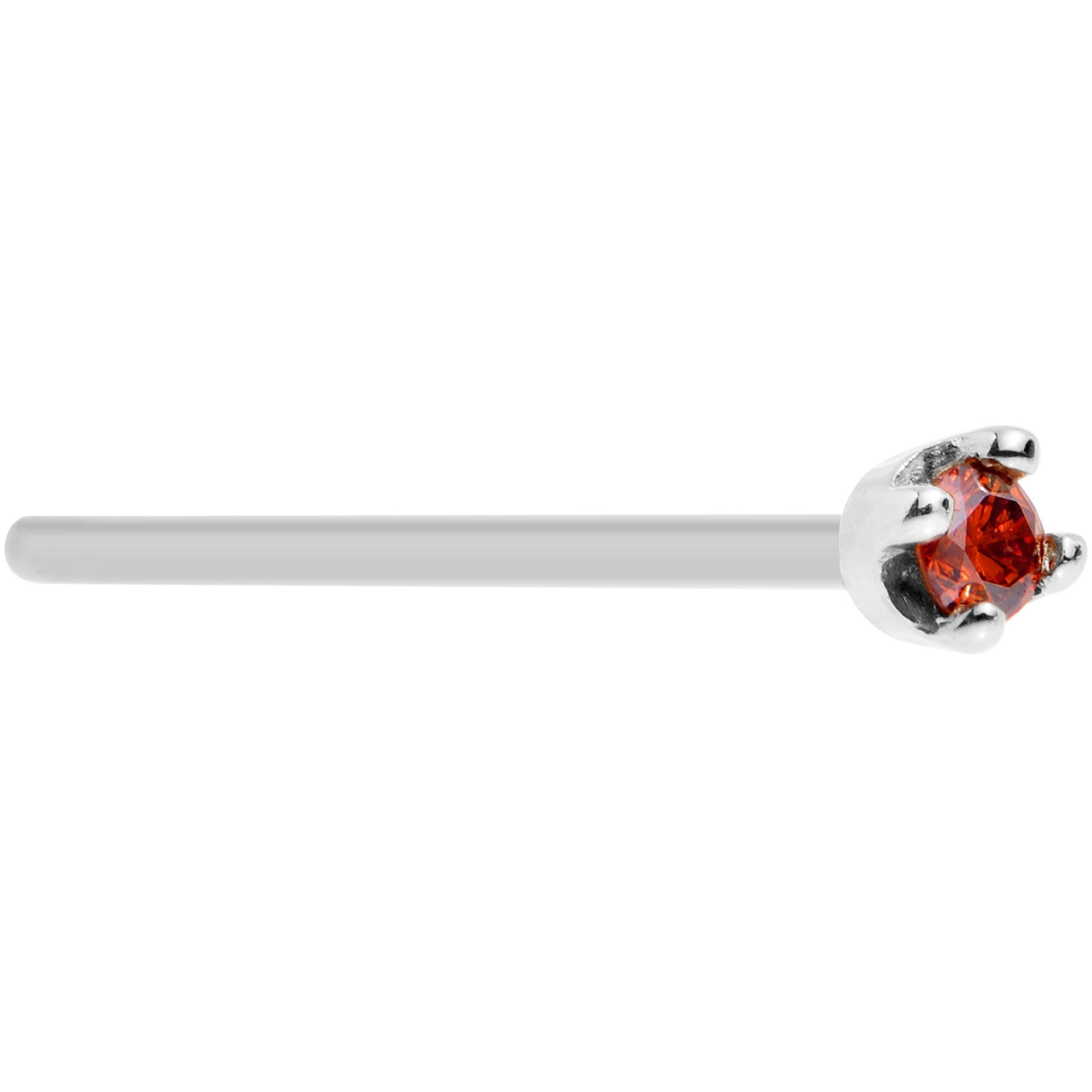 Solid 14K White Gold 1.5mm Genuine Red Diamond Nose Ring