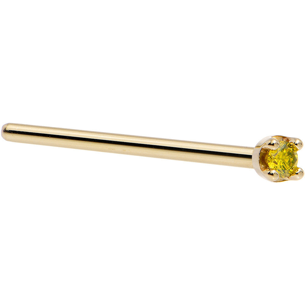 14k Yellow Gold 2mm Lab Grown Yellow Diamond Nose Ring
