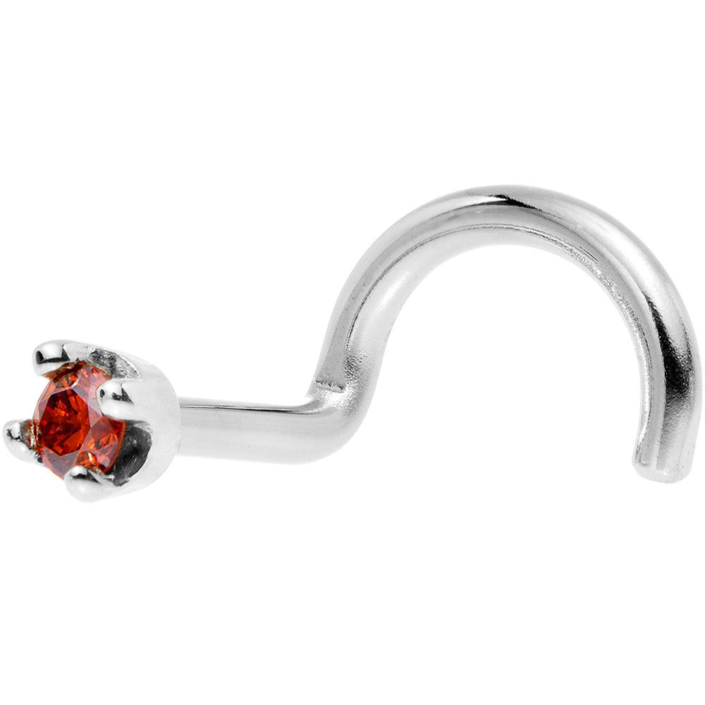 Solid 14K White Gold 1.5mm Genuine Red Diamond Nose Ring