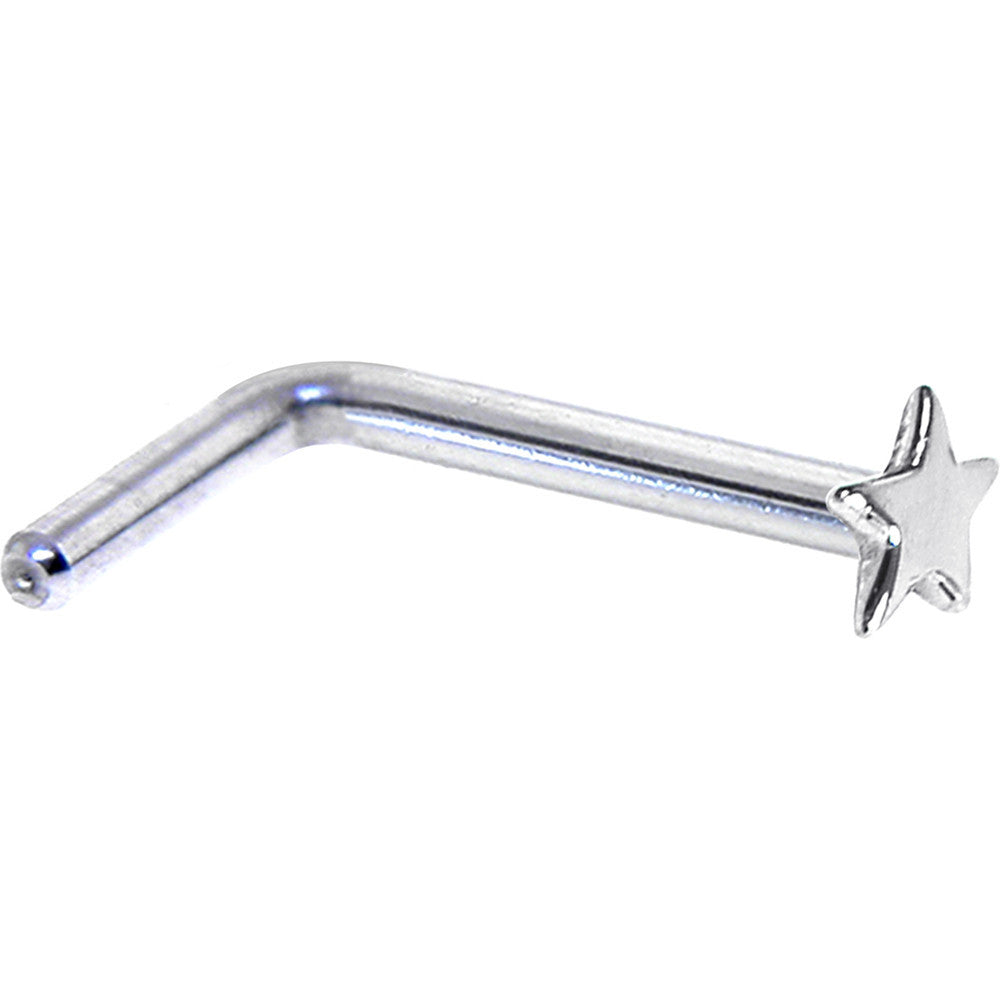 Solid 14K White Gold Star Nose Ring
