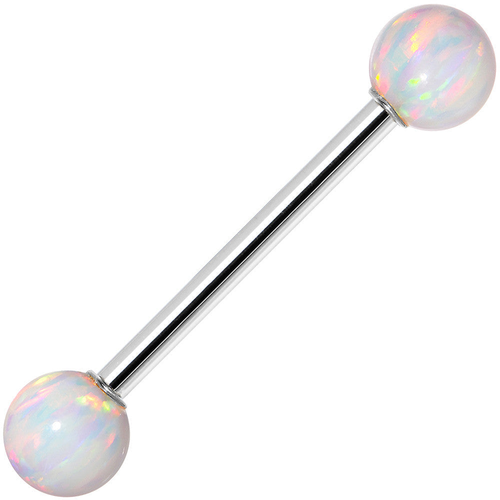 Belly button ring with opal beads on a white background