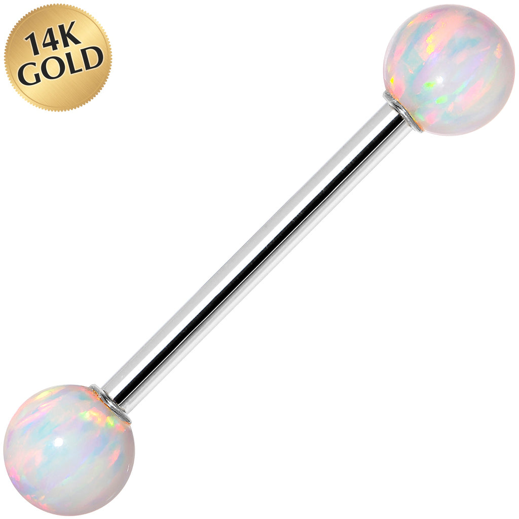 Gold-nosed ring with opal beads on a white background