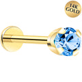 14k Yellow Gold Flat Back Earring with 3mm Cubic Zirconia Handmade