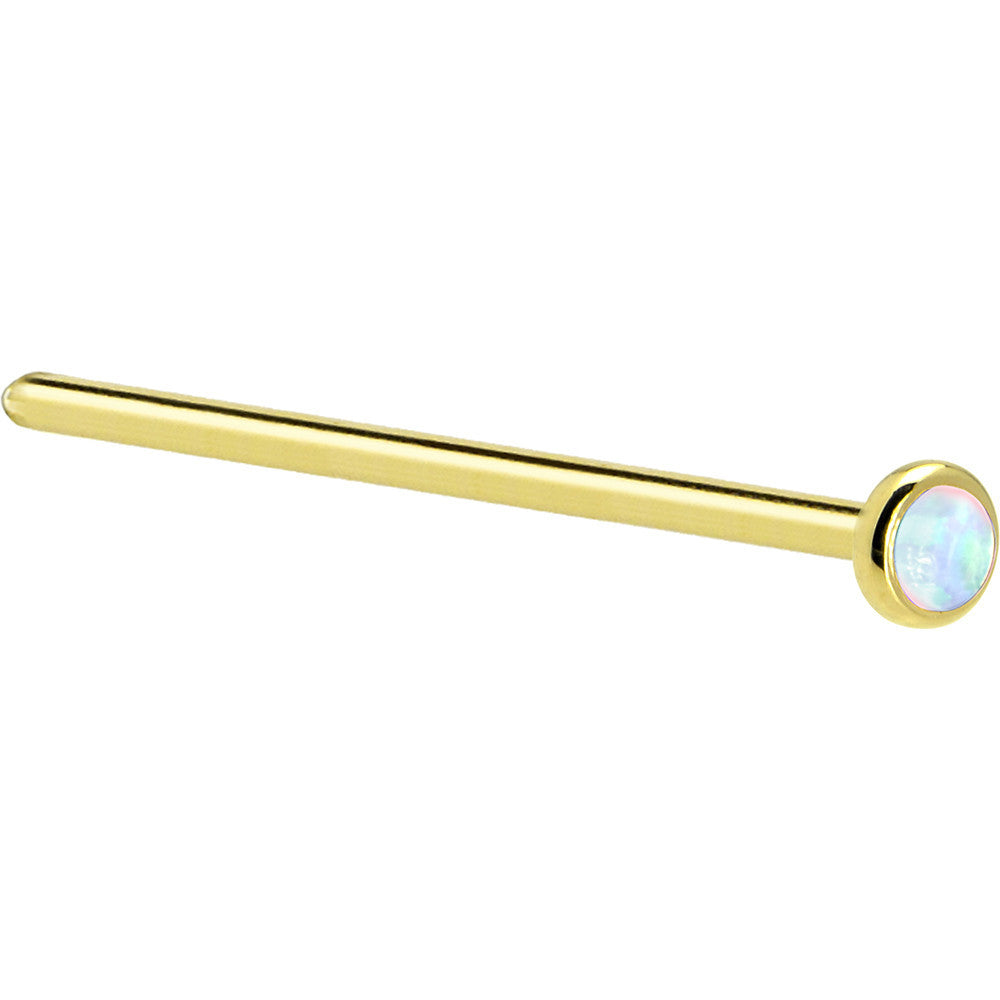 Solid 14K Yellow Gold 2mm Synthetic Opal Nose Ring