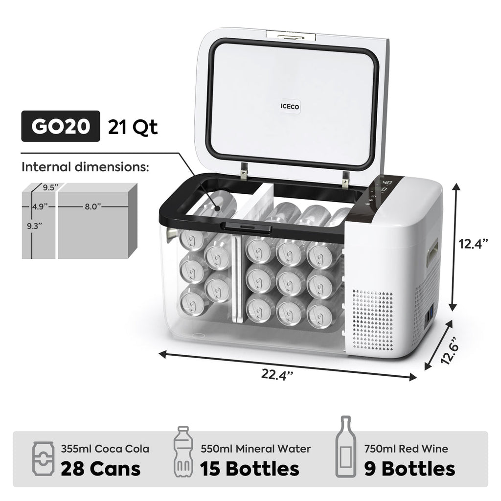GO20 Dual Zone 12V Portable Freezer - White | ICECO | 20 LT - The misfit market