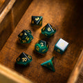 Gemstone Dark Green Cats Eye Stone Hand Carved DND Dice Set - The misfit market
