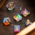Gemstone Dichroic Glass Hand Carved DND Dice Set - The misfit market