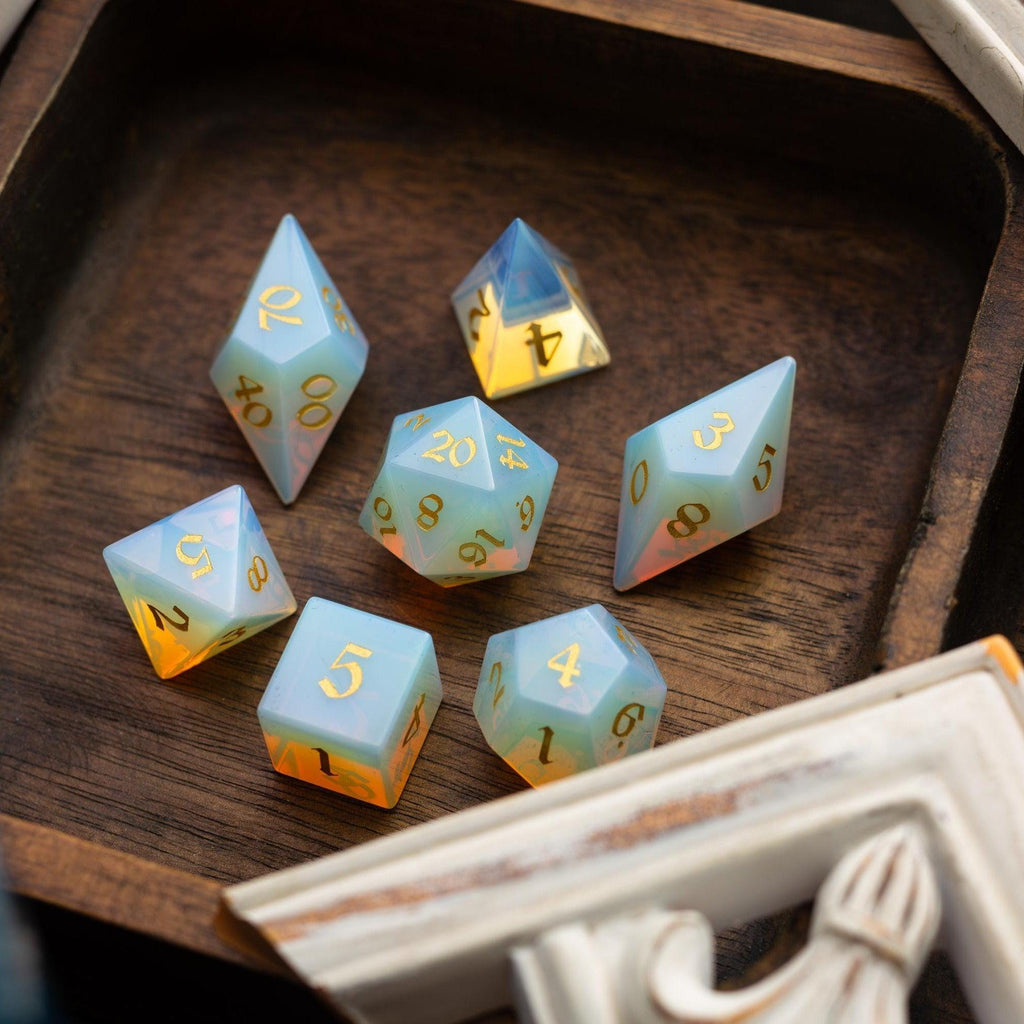 Gemstone Opalite Elven Cut DND Dice Set - The misfit market