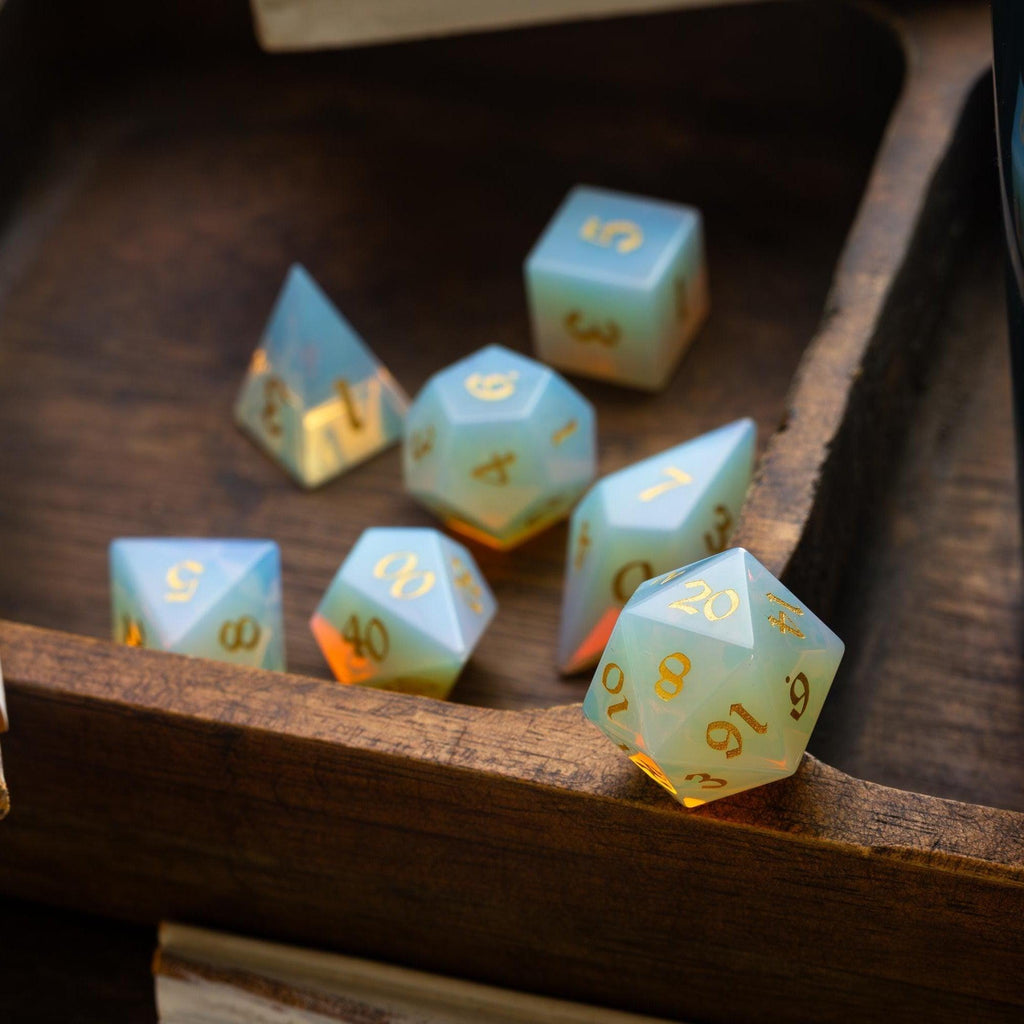Gemstone Opalite Elven Cut DND Dice Set - The misfit market