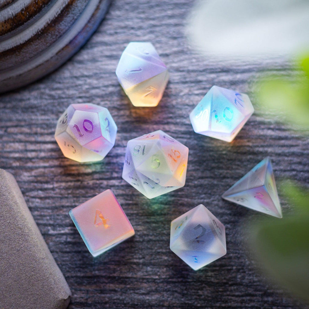 Gemstone Raised Dichroic Glass DND Dice Set - The misfit market