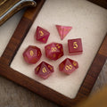 Gemstone Rose Red Cats Eye Stone Hand Carved DND Dice Set - The misfit market