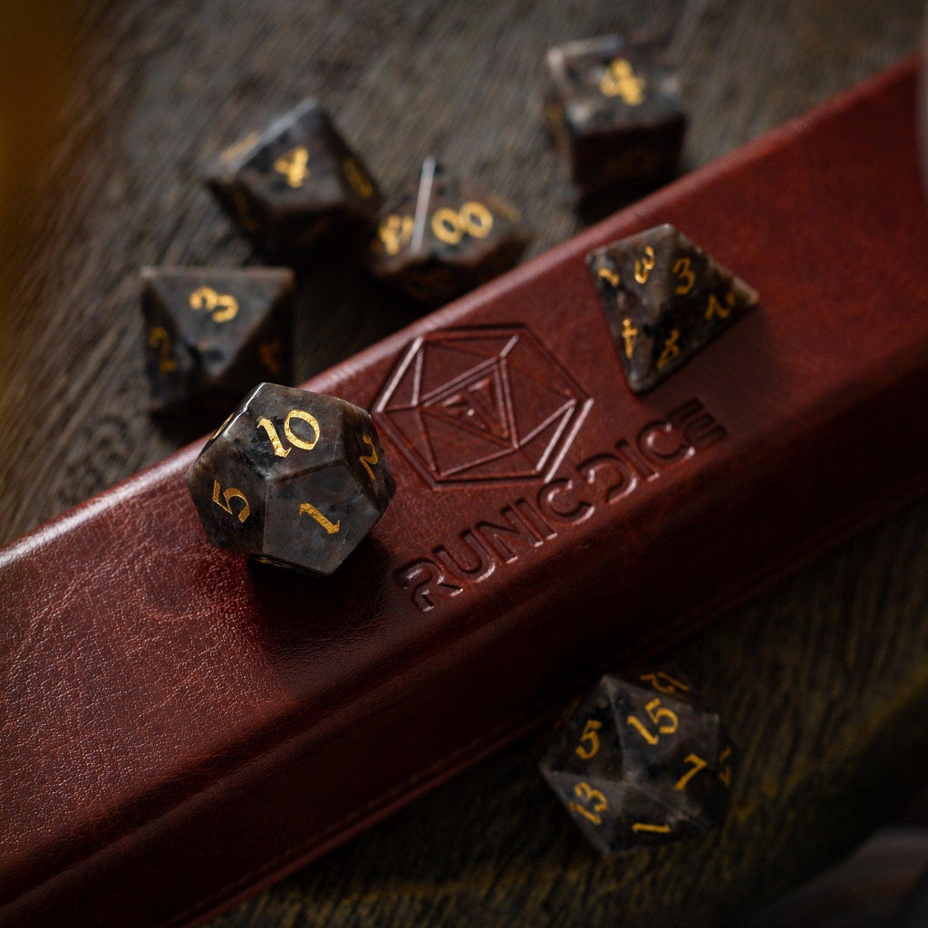 Gemstone Yooperlite Hand Carved DND Dice Set - The misfit market