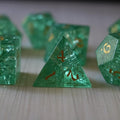 Green Lightning Cracked Glass DND Dice Set - The misfit market