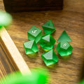 Green Raised Zircon Glass Hand Carved DND Dice Set - The misfit market