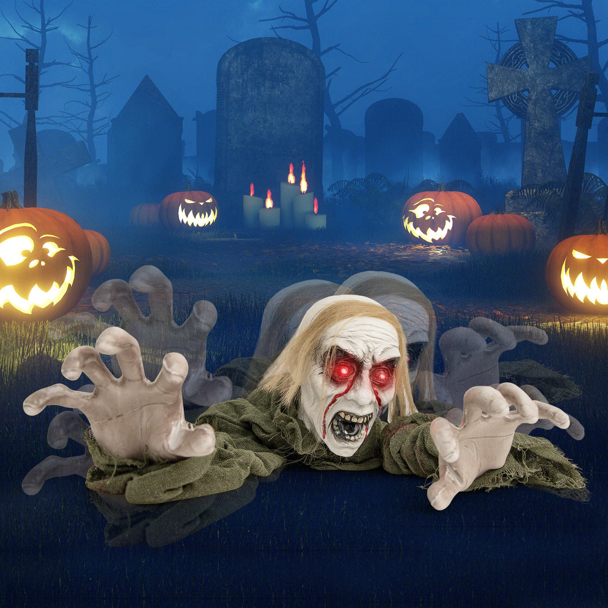 Halloween Groundbreaker Climbing Zombie with Light Up Eyes and Creepy Sound