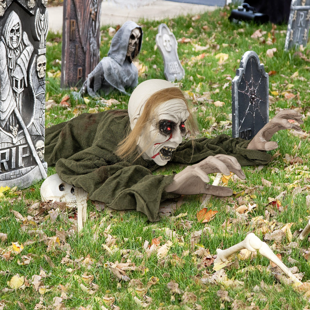 Halloween Groundbreaker Climbing Zombie with Light Up Eyes and Creepy Sound