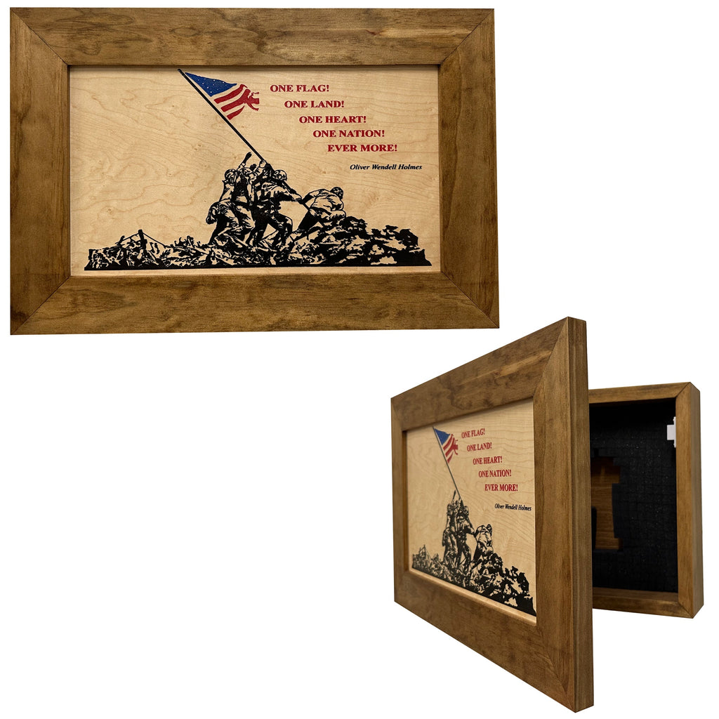 Iwo Jima Flag Raising Decorative Wall-Mounted Secure Gun Cabinet - The misfit market