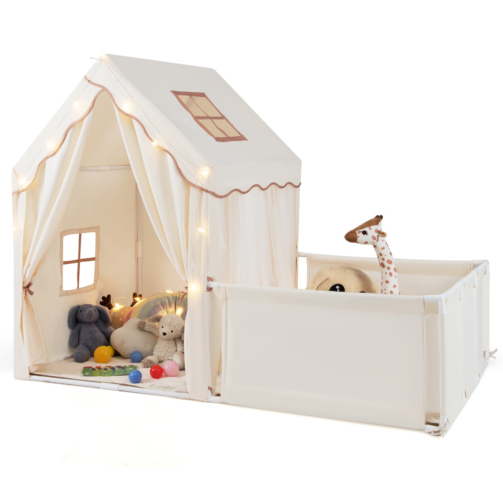 Kids Play Tent with Playpen 2-in-1 Toddler Playhouse with Yard