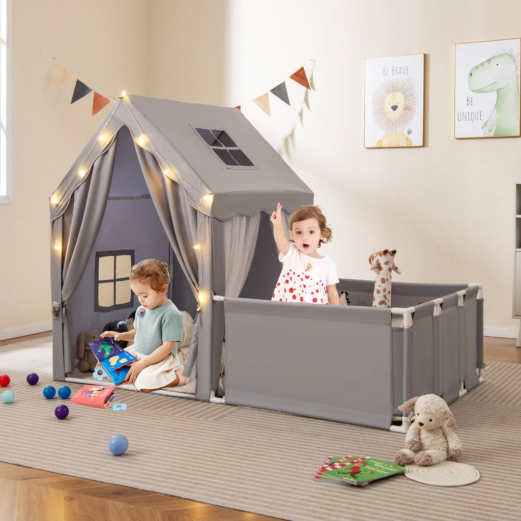 Kids Play Tent with Playpen 2-in-1 Toddler Playhouse with Yard