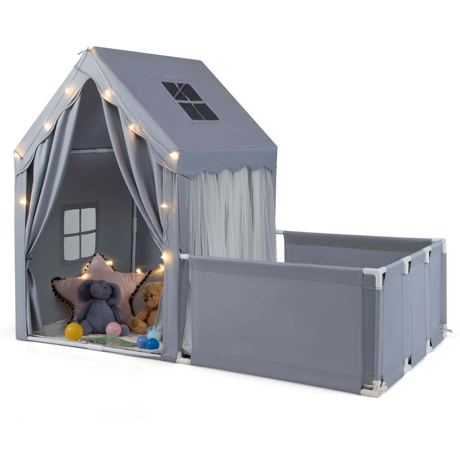 Kids Play Tent with Playpen 2-in-1 Toddler Playhouse with Yard