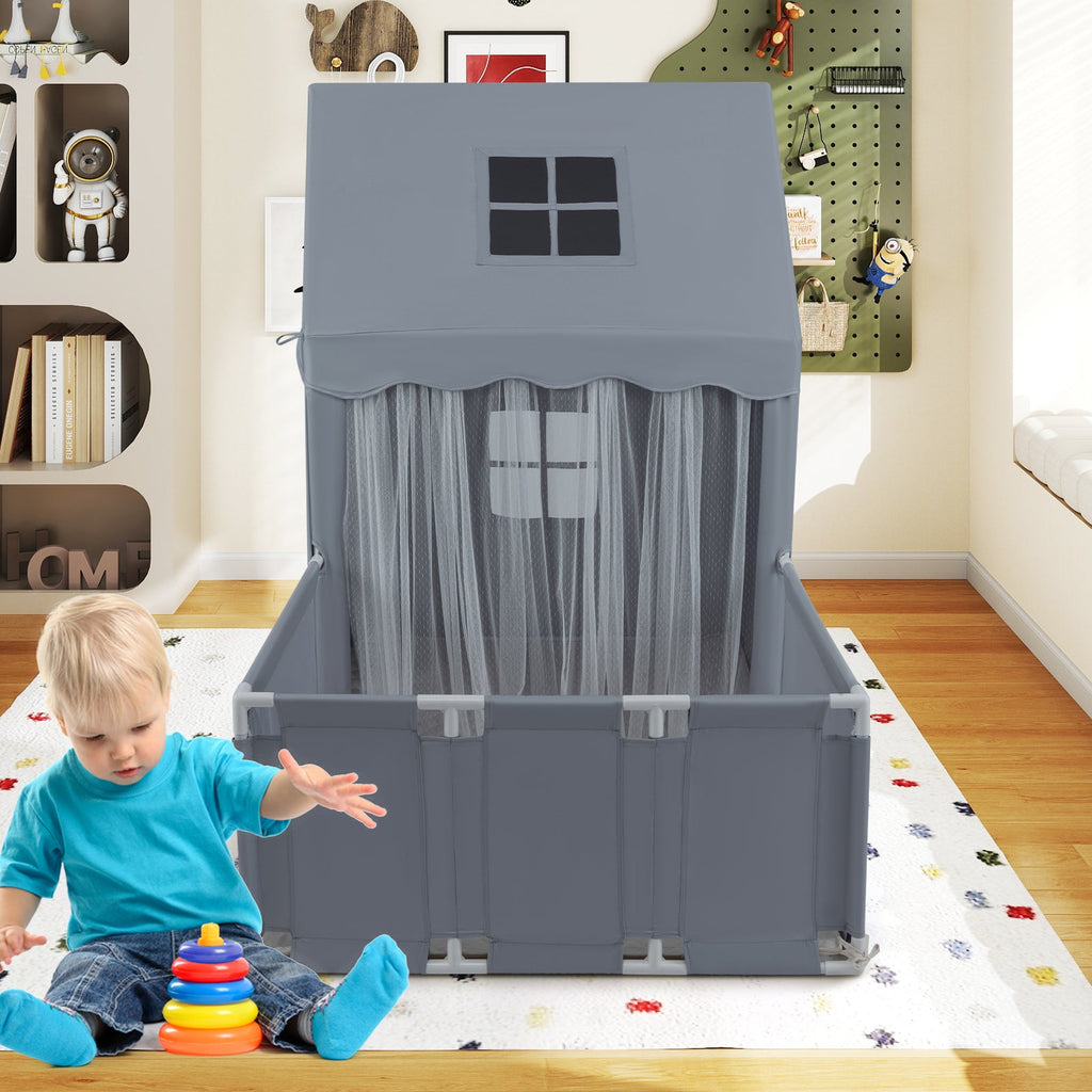 Kids Play Tent with Playpen 2-in-1 Toddler Playhouse with Yard