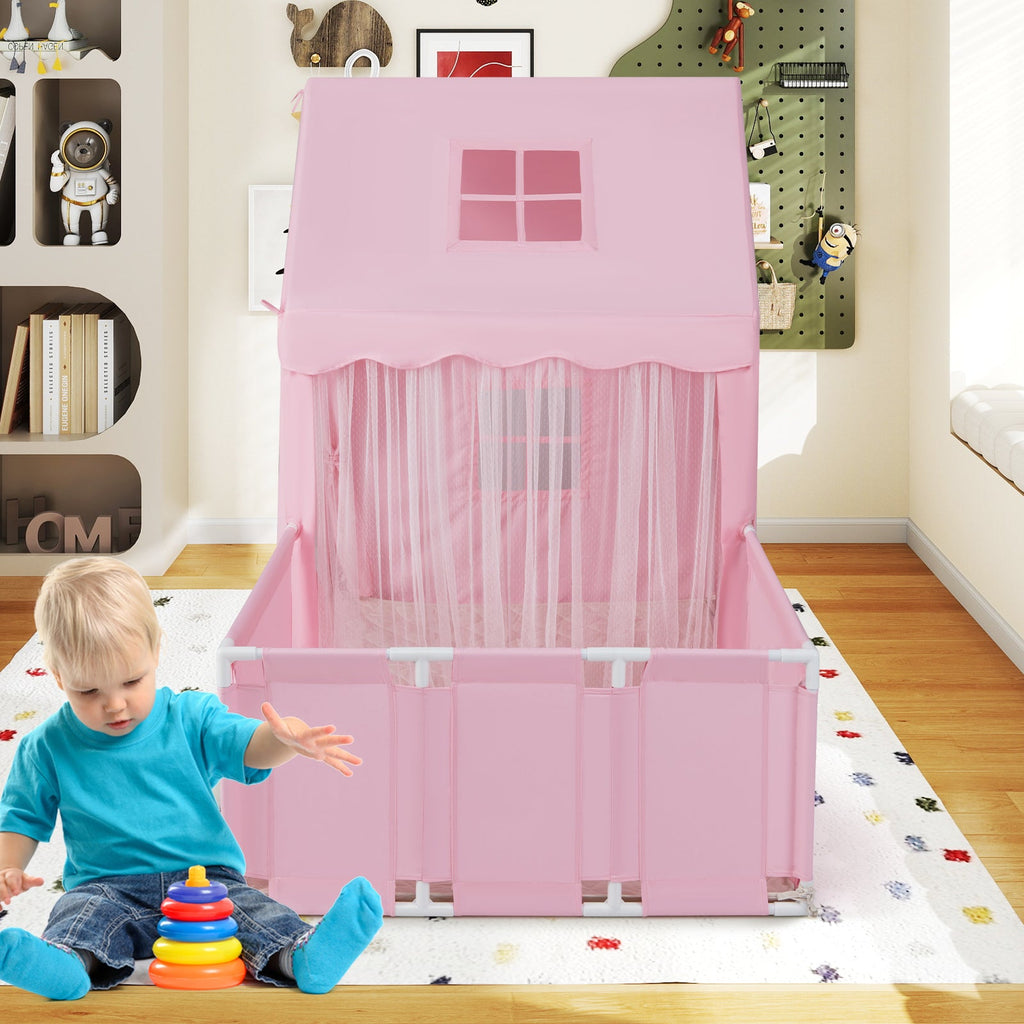 Kids Play Tent with Playpen 2-in-1 Toddler Playhouse with Yard