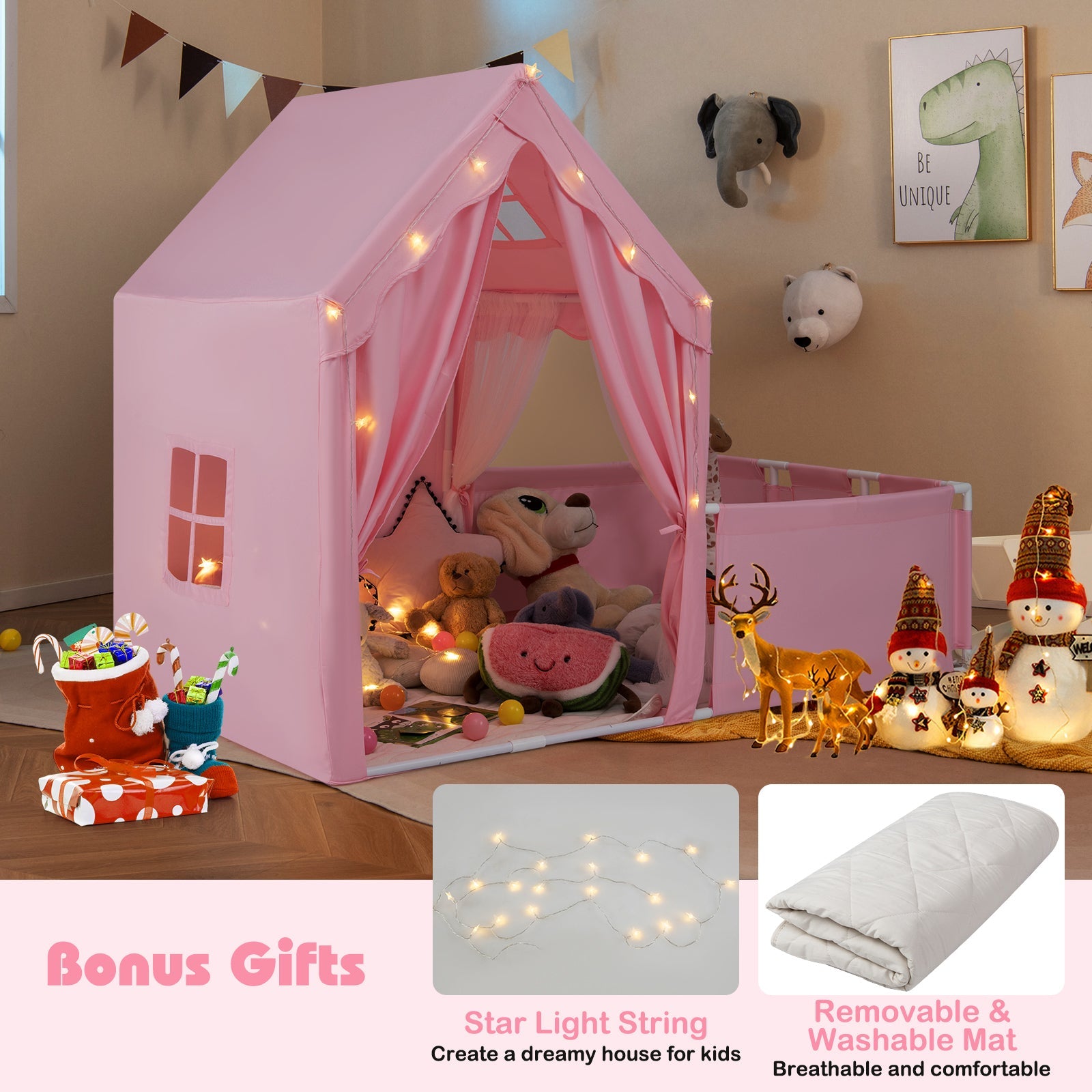 Kids Play Tent with Playpen 2-in-1 Toddler Playhouse with Yard