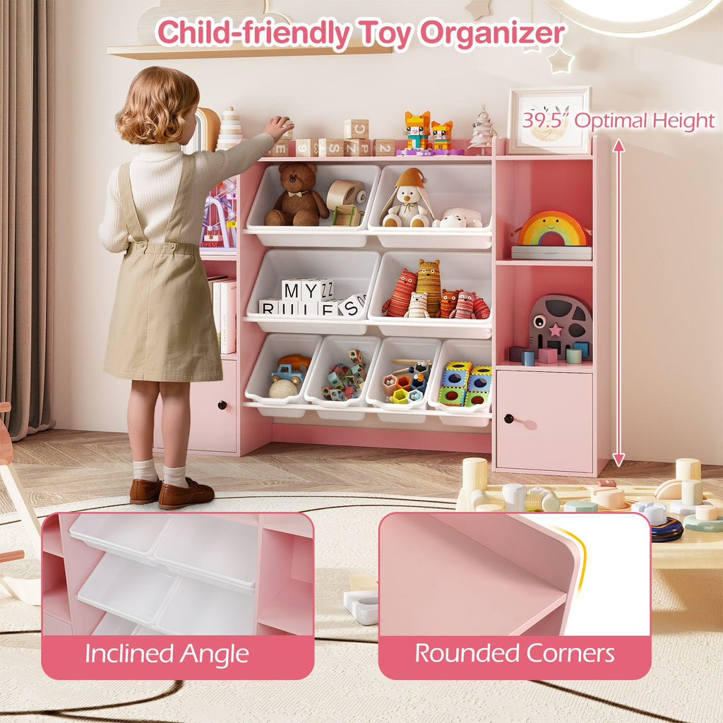 Kids Toy Storage and Bookshelf with Boxes and Open Shelves