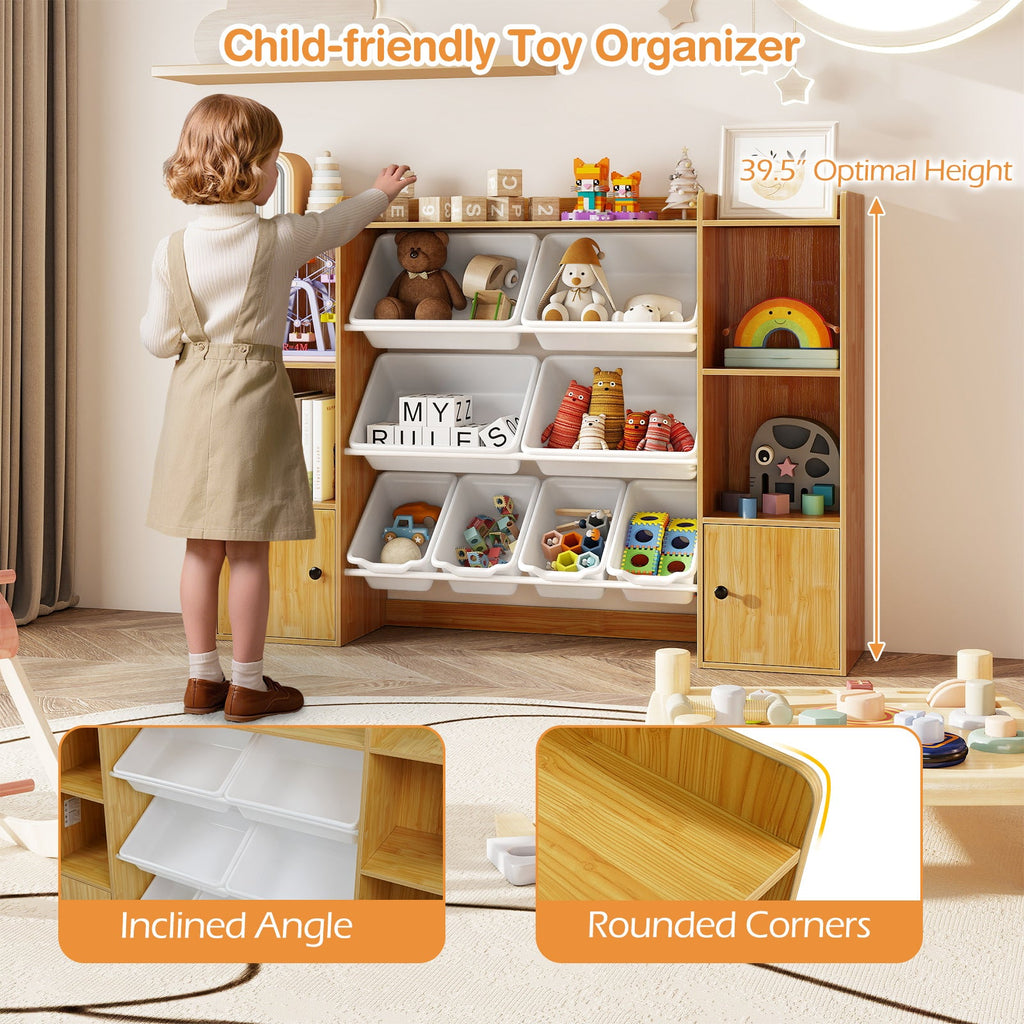 Kids Toy Storage and Bookshelf with Boxes and Open Shelves