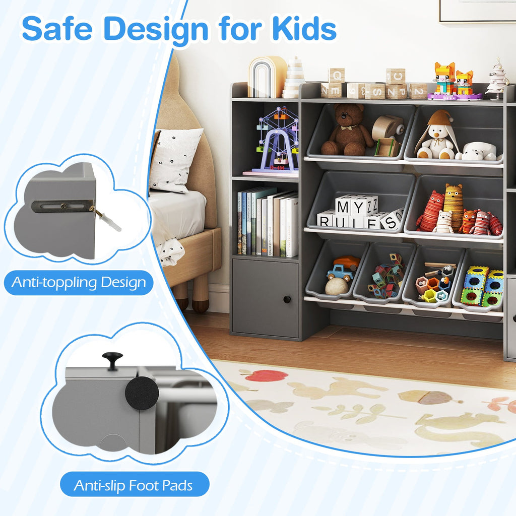 Kids Toy Storage and Bookshelf with Boxes and Open Shelves