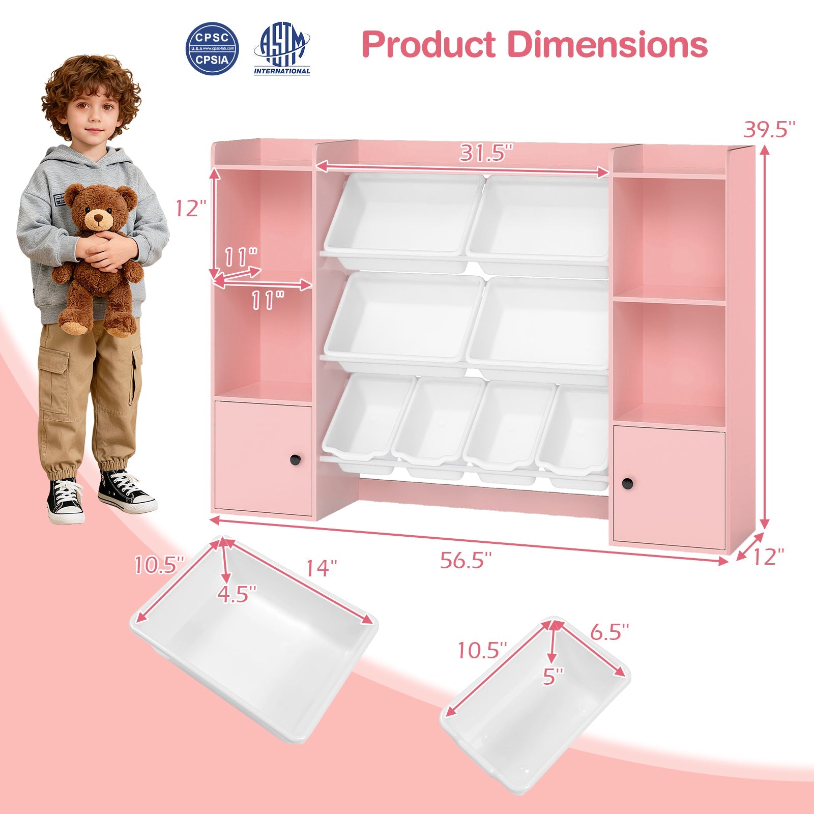 Kids Toy Storage and Bookshelf with Boxes and Open Shelves